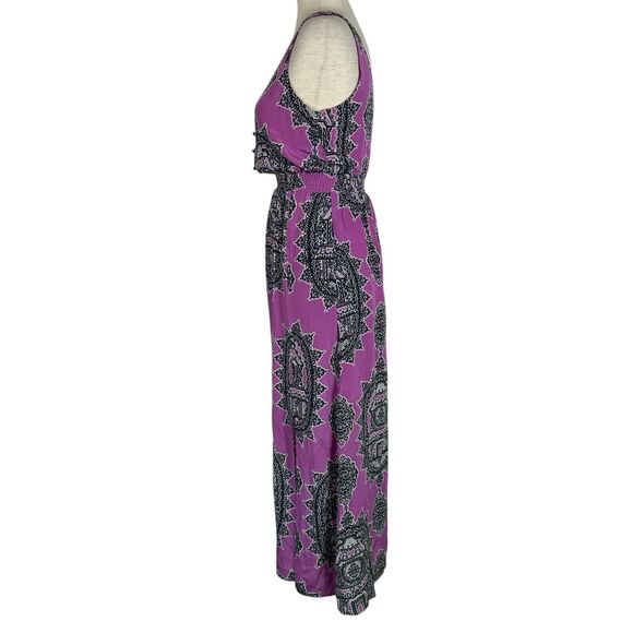 Anthropologie Maeve Dress Women XS Purple Black Silk Chiffon Tank Midi Boho - Picture 3 of 16